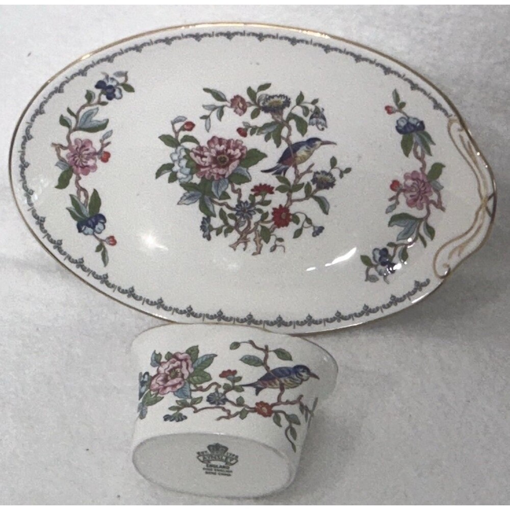 AYNSLEY PEMBROKE England Bone China set Garden Party Dishes Cottage Trinket Bird